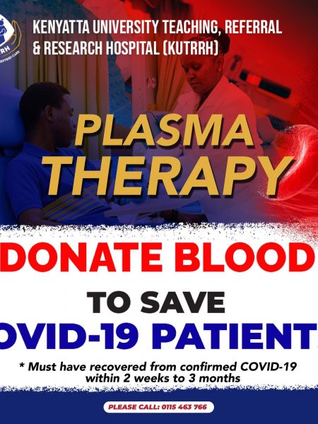 KUTRRH Convalescent Plasma Therapy For COVID-19 Treatment