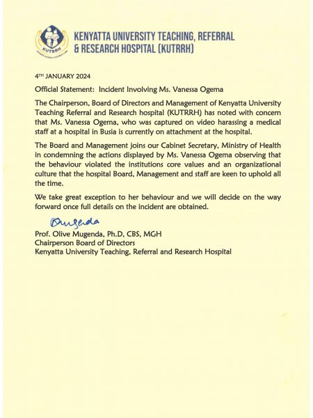 Official Statement: Incident Involving Ms.Venessa Ogema