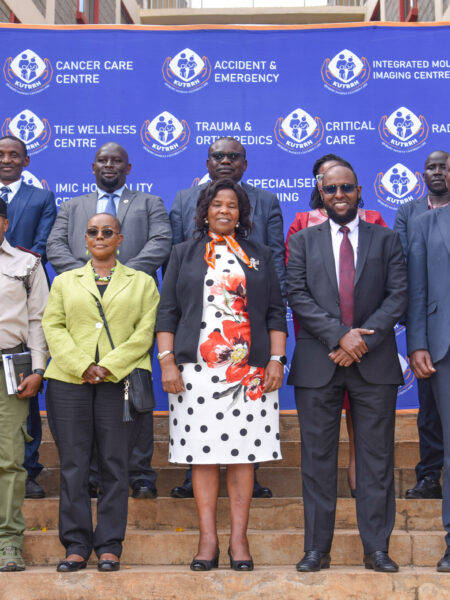 The management of KUTRRH led by the chairperson of the board of directors, Prof. Olive Mugenda (centre) with participants of the strategic plan validation workshop