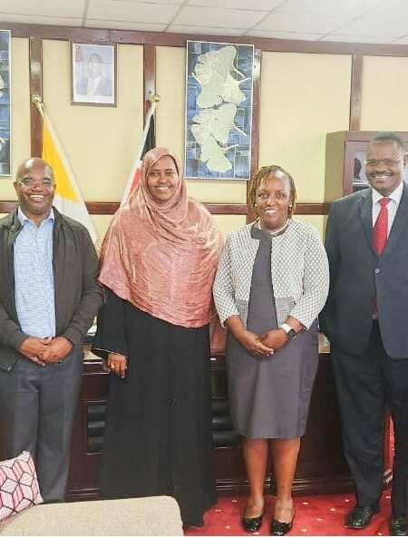 ICAP and CDC Kenya representatives paid a courtesy visit to our Ag. CEO Dr. Zeinab Gura. The team led by Doris Naitore Mwenda, Country Representative ICAP, included Dr. Linus Ndegwa, CDC Kenya, and Dr. Joseph Muendo, ICAP technical lead on AMR