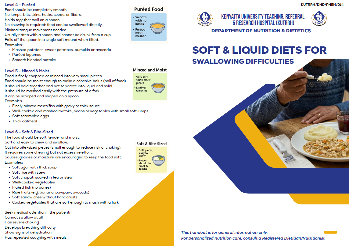 Soft and Liquid diets for swallowing difficulties